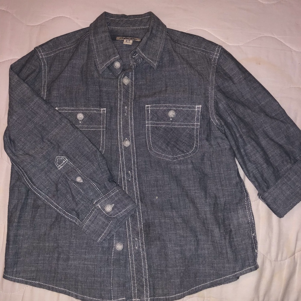 boys grey button up shirt